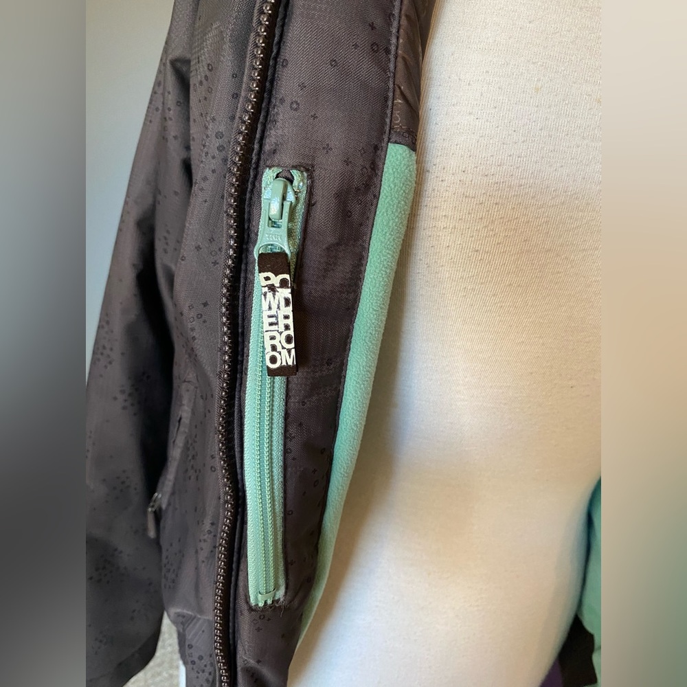 powder room CORE polar fleece snowboarding/ski jacket brown w/faux fur hood Med - Picture 12 of 15